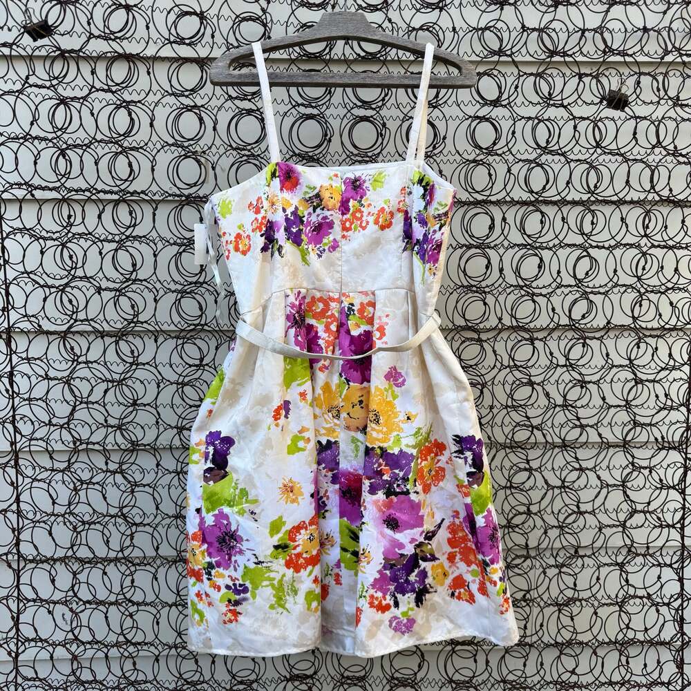 Jessica Howard Retro Garden Party Dress Spaghetti Strap With Belt Size 14 NWT